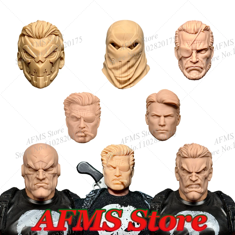 Unbemalte 1/12 männliche Soldatenkopfskulptur, Marine-Captain ‌   Frank Hero Kopfmodell, passend für 6-Zoll-Actionfigurenkörper