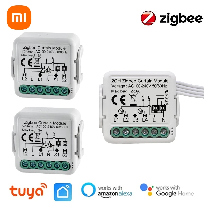 Xiaomi Tuya Smart ZigBee Blind Curtain Switch Remote Control For Roller Shutter Electric Motor Work Google Home Alexa Smart Home