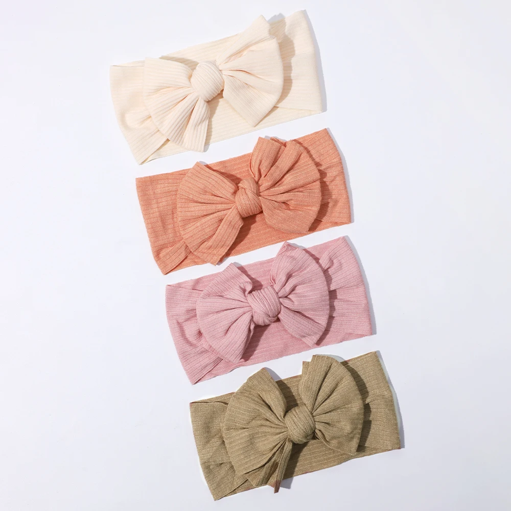 4Pcs/Set Baby Headband for Girls Knitted Bow Hair Band Kids Girl Solid Elastic Newborn Headbands Hair Accessories Infant Toddler