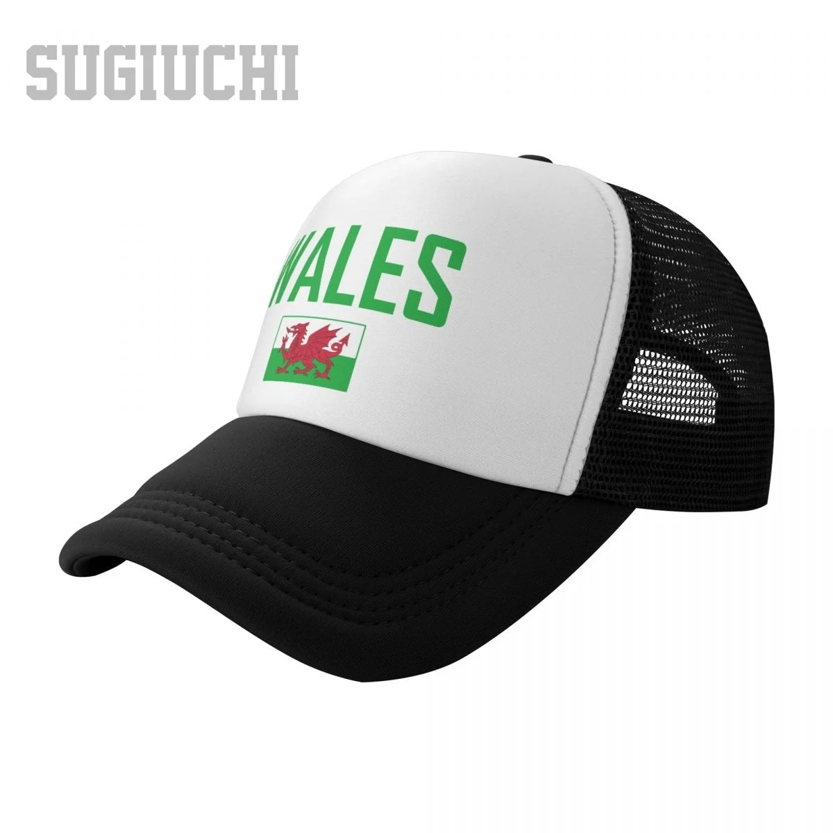 Unisex Mesh Cap Hat WALES Flag And Font Trucker for Men Women Baseball Caps Outdoors Cool