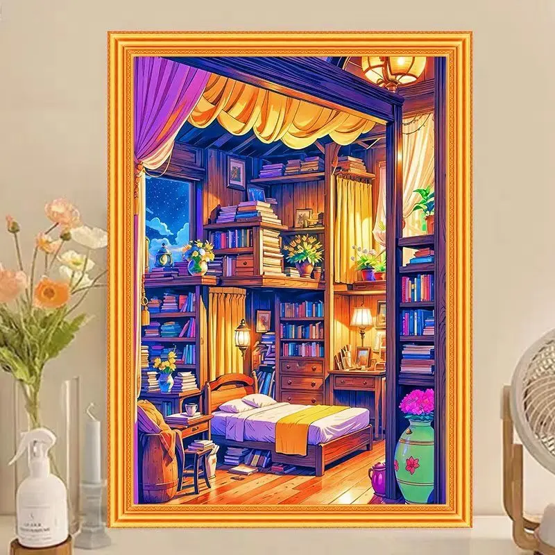 

9ct 60x80cm Bedroom Cross Stitch Embroidery DIY Printed Kits Needlework Set Home Decor Crafts New