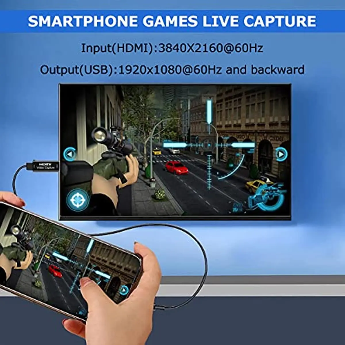 HDMI para USB 2.0 Video Capture Card, 4K, 1080P, 30FPS, Dispositivo de Gravação de Jogos, Filmadora, Live Streaming, Transmissão, PC, PS4