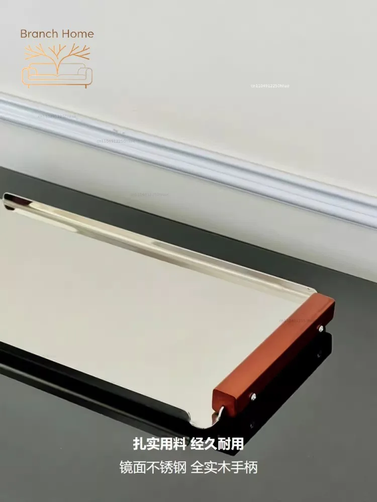 Light luxury Advanced Stainless Steel Exquisite Mirror Surface Tray Desktop Snacks Storage Tray  Home Use Decoration ornaments