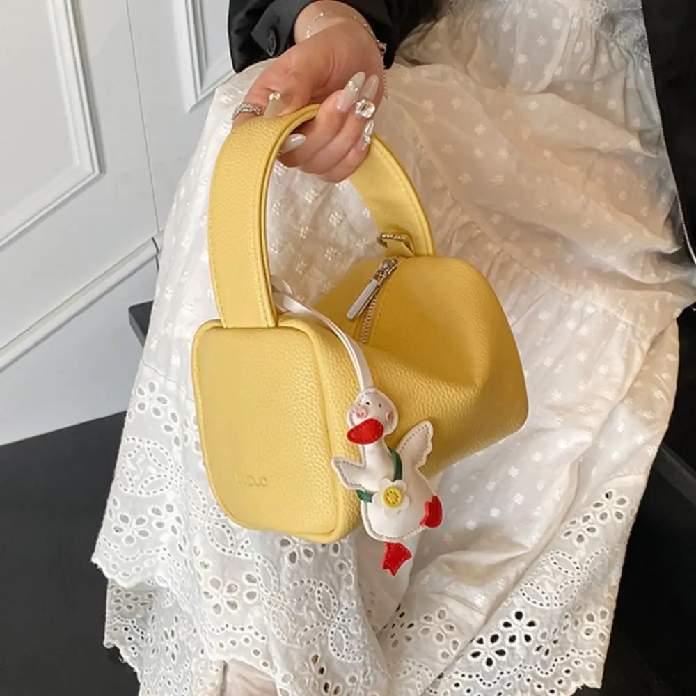 

Fashion Soild Color Pillow Handbag with Pendant Luxury Boston Crossbody Bag Commuting Zipper Women Clutch Purse Ladies