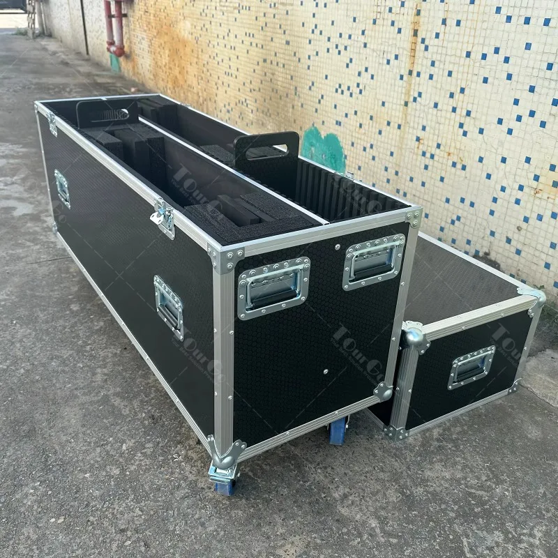 DUAL 32-55inch Universal Adjustable Size Plasma TV Transport Flight Case With Wheels
