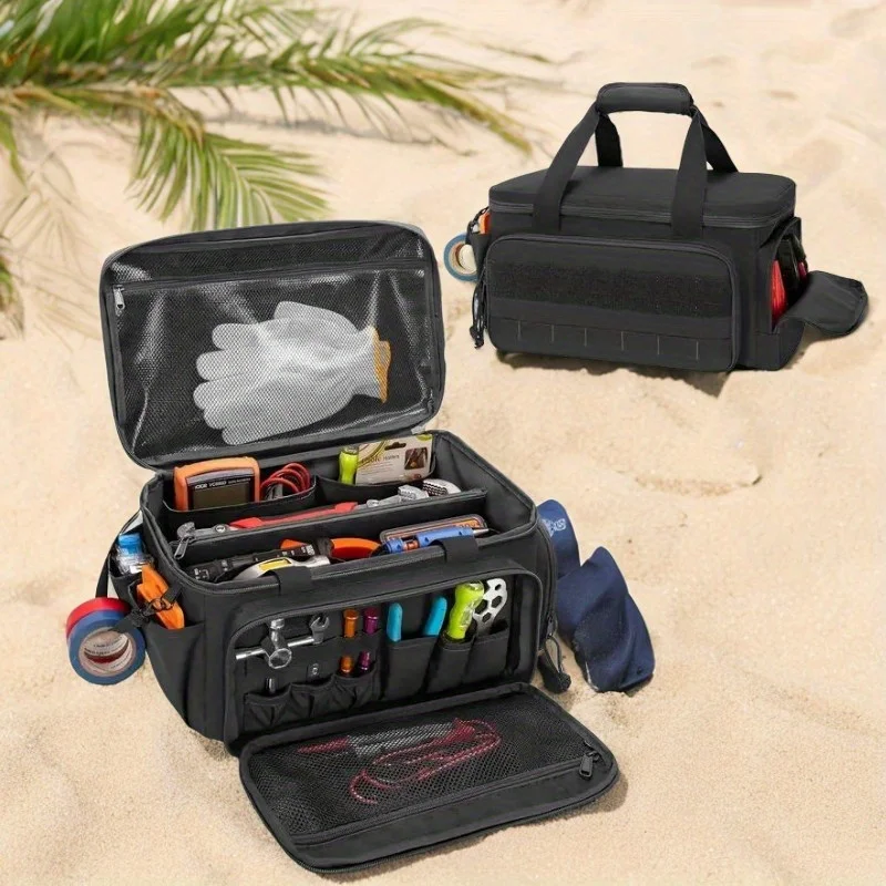 Modular tactical tool bag for quick tool access on construction sites. Scratch-resistant and heavy-duty.
