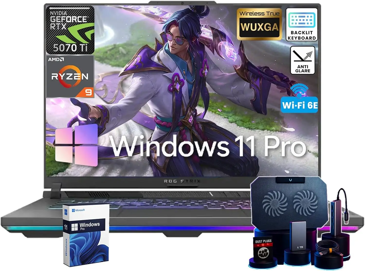 

Игровой ноутбук ASUS ROG Strix G16 с RTX 5070 Ti GDDR7, 16 ГБ DDR5, 4 ТБ SSD, Ryzen 9 8940HX, WUXGA, с подсветкой клавиатуры, Windows 11 Pro