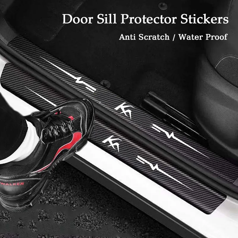 

For Ford KA Logo Badge Car Door Sill Protector Stickers Waterproof Decals Guard Plate Bumper Anti-Scratch Auto Accessories