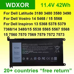 For Dell Inspiron 13 5368 5378 5379 14 7460 Latitude 3180 3189 3480 3490 Vostro 14 5468 15 5568 WDXOR WDX0R Laptop Battery 42Wh