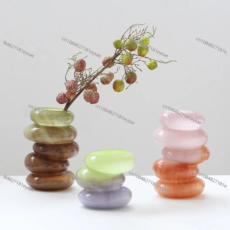 

Stack Glass Vase, Color Gradient Geometric for Floral Arrangement, Home Decor Accessory