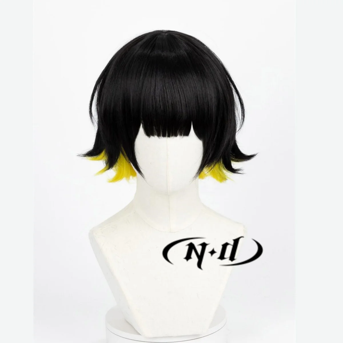 ND Cosplay Wigs Anime Blue Lock Bachira Meguru Black Yellow Short Kanekalon Synthetic Hair Halloween Accessory Men Women