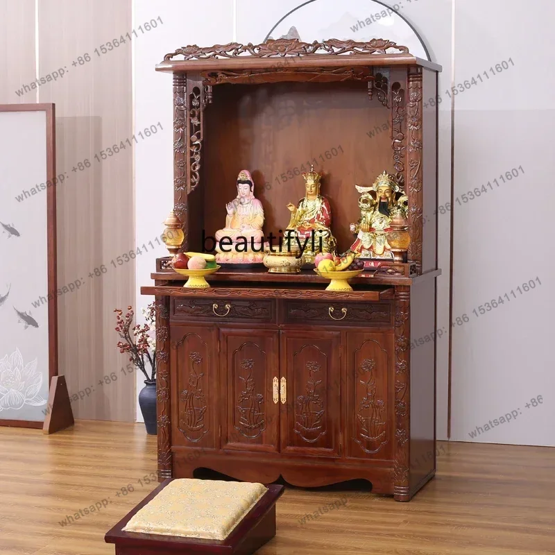 

Buddha Shrine Household Minimalist Chinese Buddha God of Wealth Clothes Closet Altar Shrine Solid Wood 01A