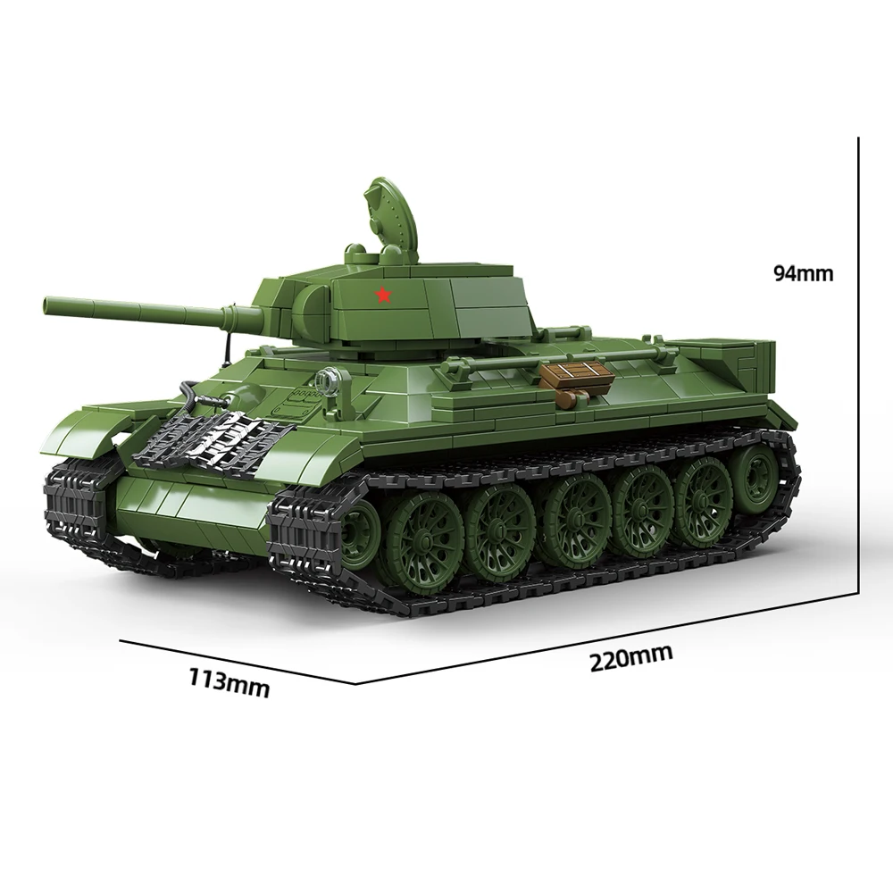 World War 2 WW2 Army Military Soldiers MOC Weapon Soviet T34/76 Medium Tank DIY ​Building Blocks Bricks Toys For Gift ﻿