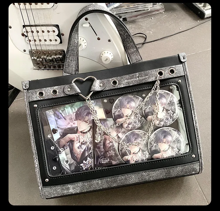 Original Design Chain Love Contract Daily Pain Bag Large Capacity Sweet Cool Handheld Crossbody Japanese Cowboy Texture