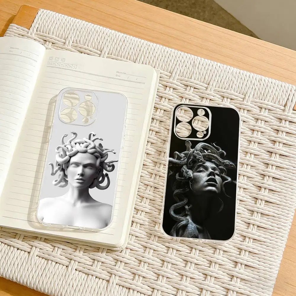 

M-Medusa G-Greek Mythology Phone Case For iPhone17,16,15,14,13,12,11 Plus,Pro Max Soft Transparent Cover