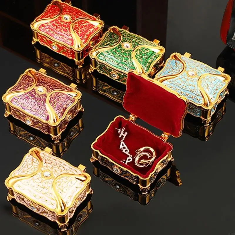 Stylish Jewelry Box Enamel Flower And Rhinestones Designs JOMD
