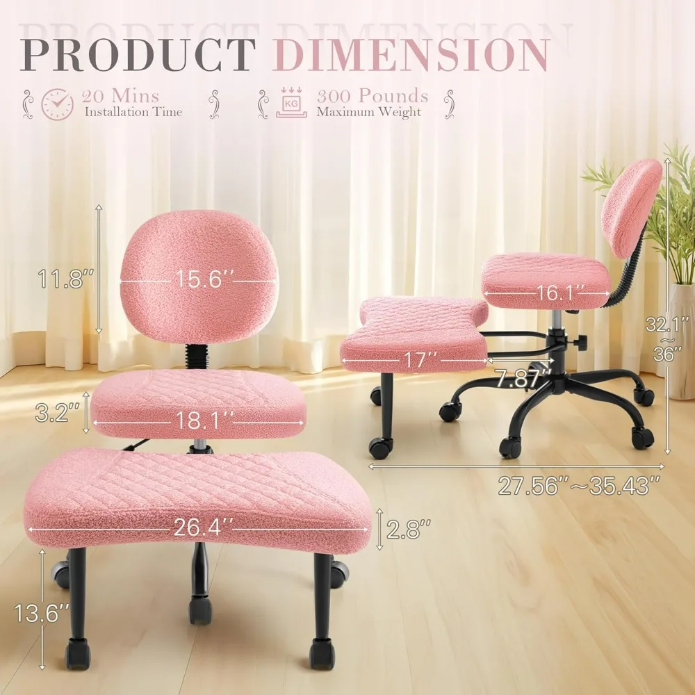 Furmax Ergonomic Criss Cross Legged Office Chair with Wheels, 360°Swivel Adjustable Height Kneeling Desk Chair with Footrest
