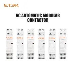 ETEK 2Pole Modular Contactor 220V AC Single Phase 2NO 2NC 1NO1NC Automation  Din Rail Household contactor 16A 20A 25A  EKMF