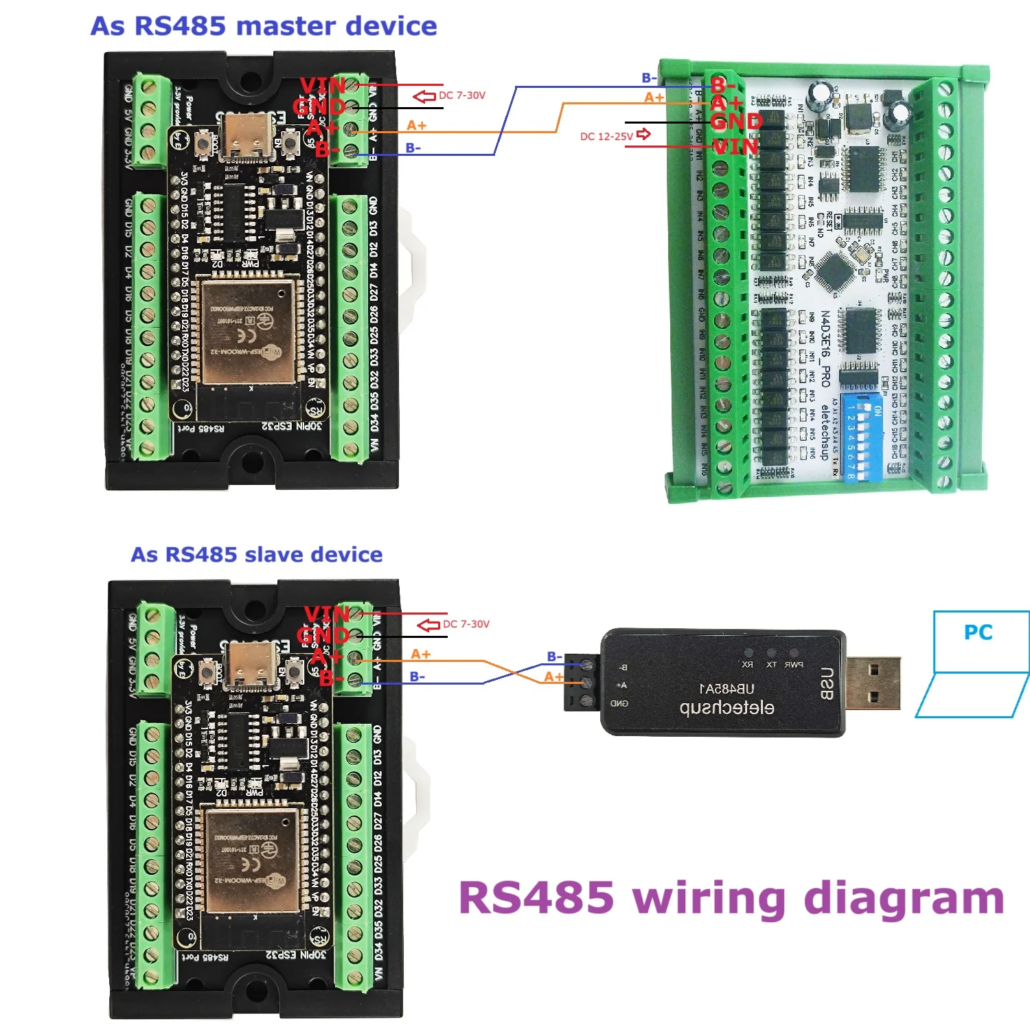 WIFI Bluetooth Multipurpose Expansion Board RS485 Master Slave Device ESP32 Development Board Simple PLC 485 AI AO DI DO Module