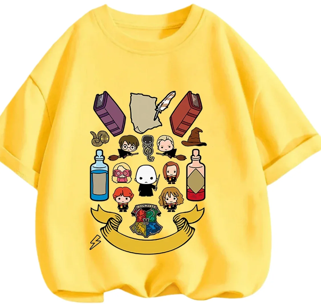 Hot Sale Harry Potter Cartoon T Shirt Summer Street Style Casual Round Neck Tee For Young Kids view 3