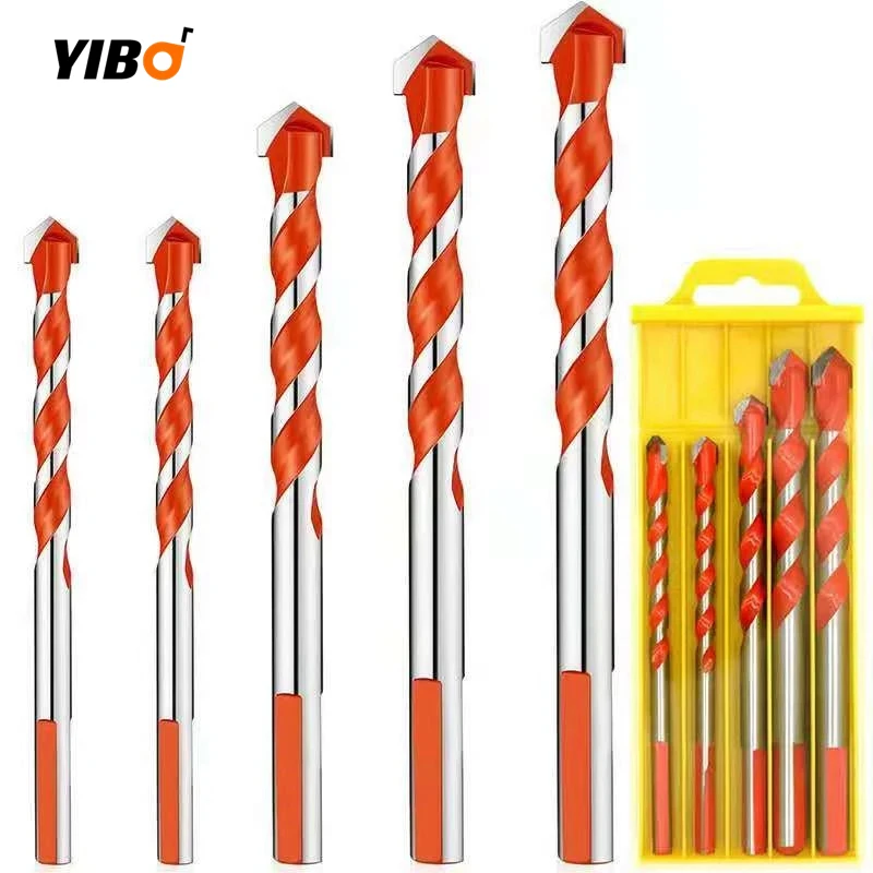 4-12mm Multi-Material Triangle Drill Bit Set For Plastic Wood Stone Tile Concrete Brick Glass 5/6/7/10Pcs