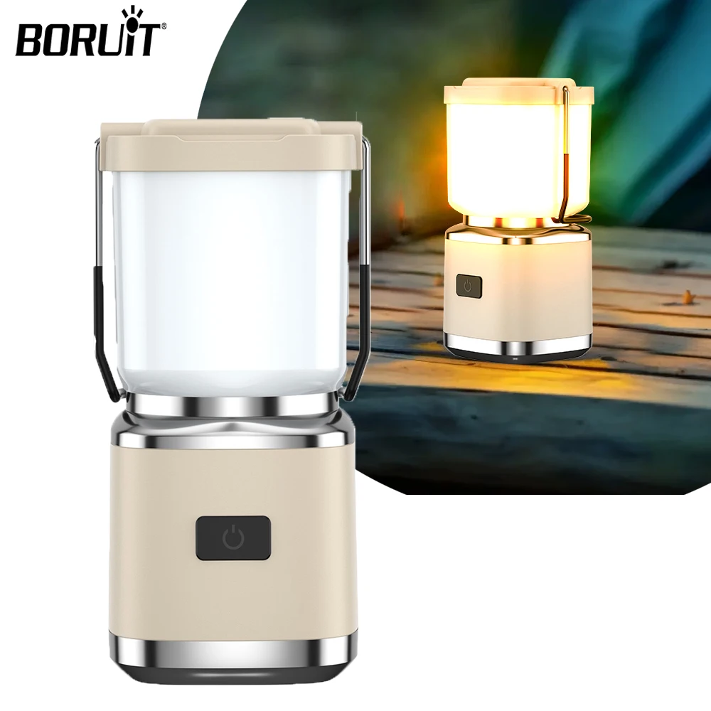 BORUiT Camping Lantern Rechargeable Portable Hanging Tent Lamp Waterproof for Hiking Fishing Emergency Home Power Outages