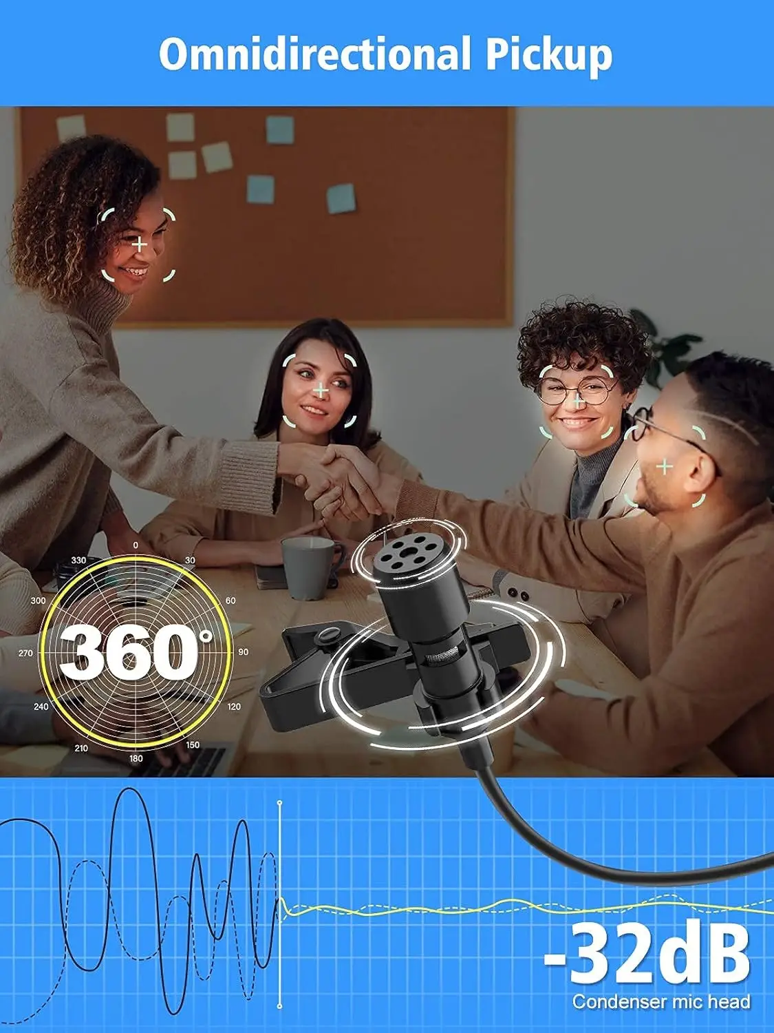 SYNCO Lav-S6M2 Lavalier التلبيب ميكروفون متعدد الاتجاهات مع منفذ مراقبة الصوت 3.5 ملم للهواتف الذكية كاميرا الكمبيوتر DSLR #4