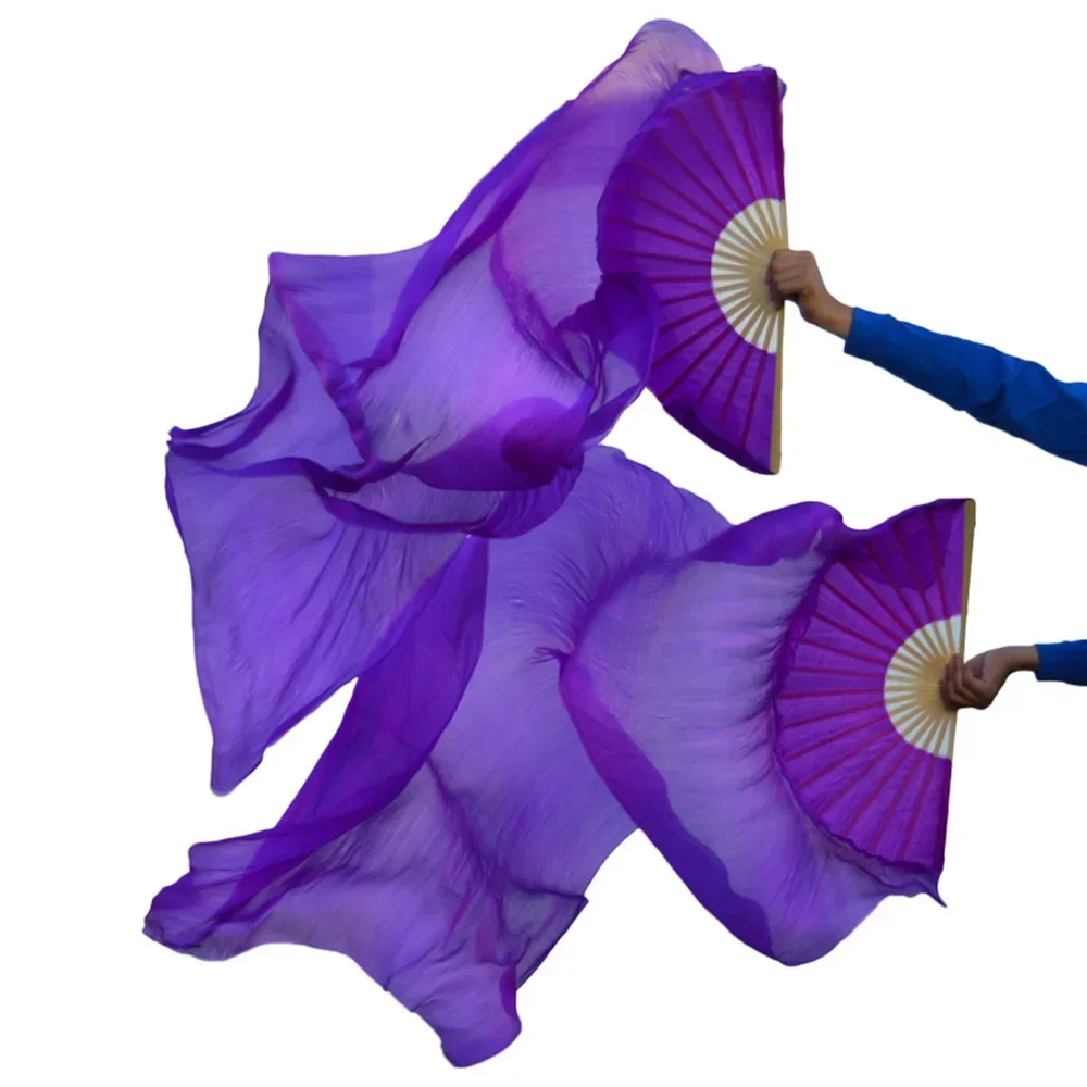 1 Pair Stage Performance 100% Silk Belly Dance Fans Dance Accessories Belly Dancing Silk Fans Solid Color Fans Can Be Customized