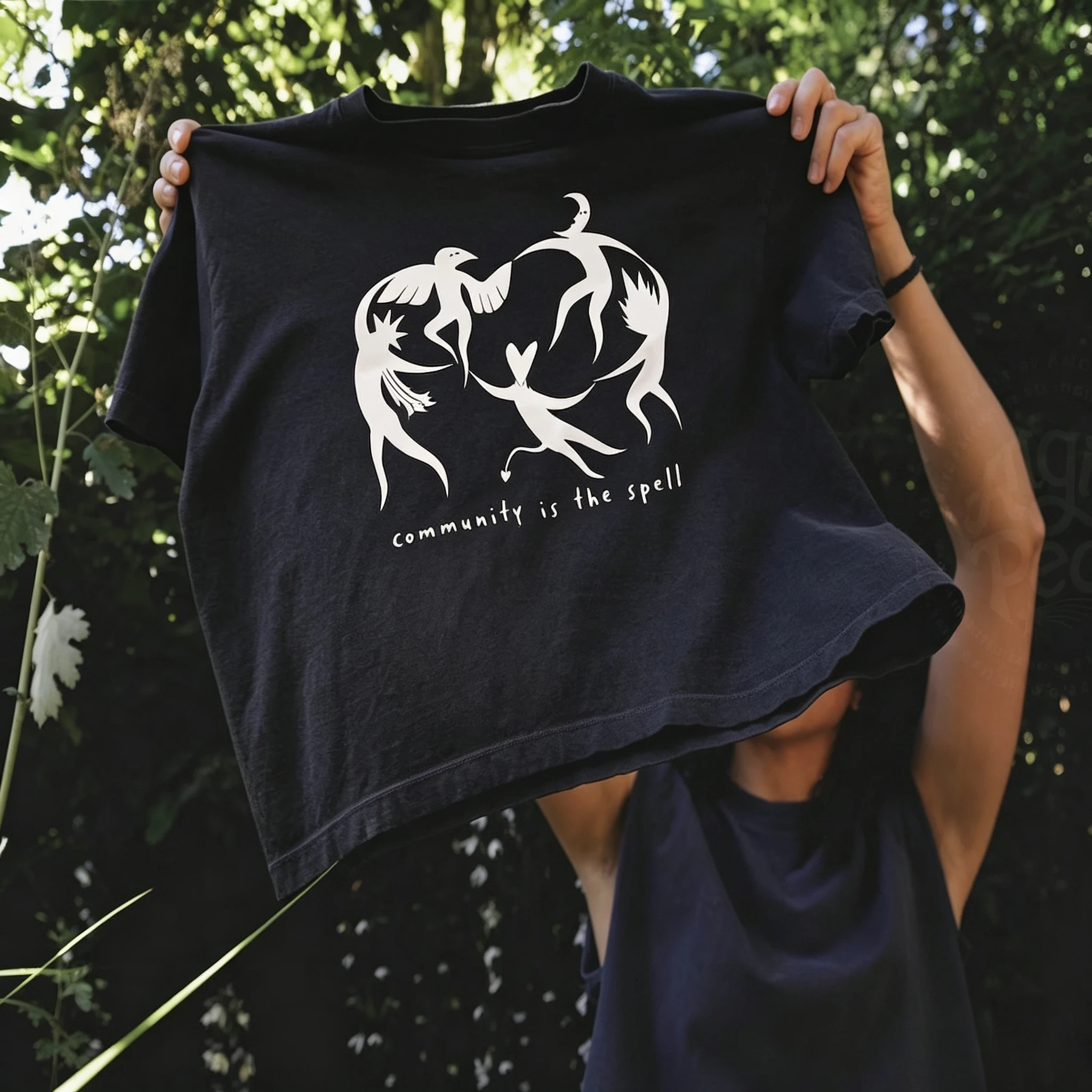 Community Is The Spell T Shirt Men Women Witchy Abstract Figure Print Tee Occult Mystic Loose Casual Gothic Streetwear T-shirt