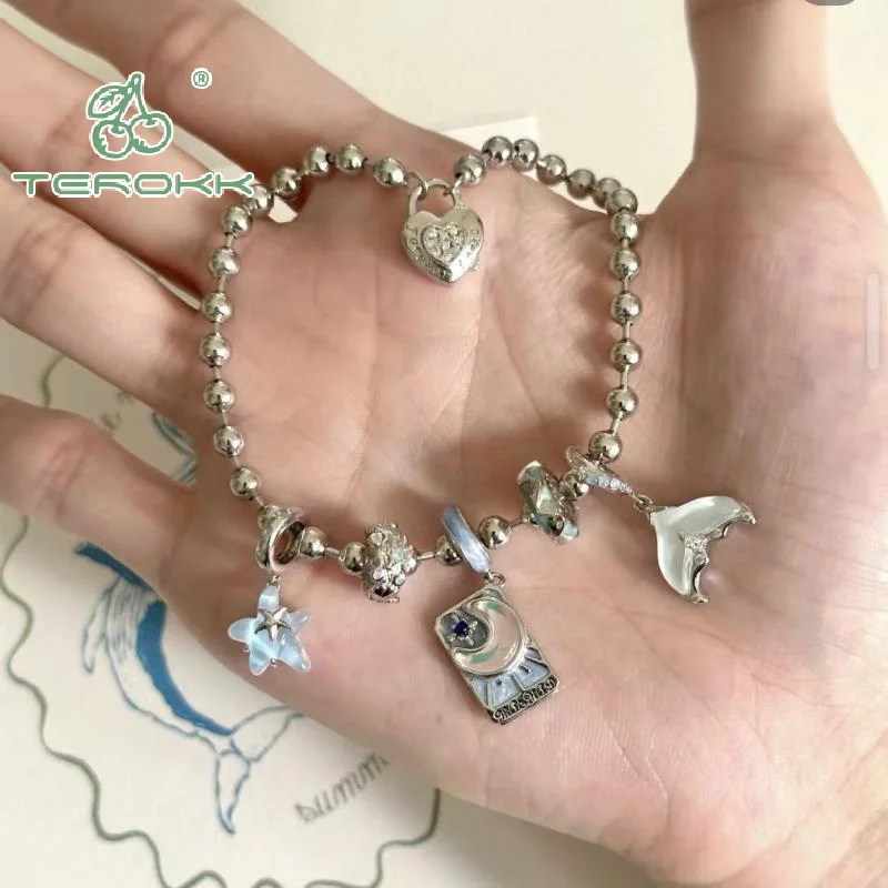 Y2K Retro Tarot Card Bracelet Magic Divination Tarot Star Moon Necklace For Women Vintage Bead Charms Jewelry Accessories