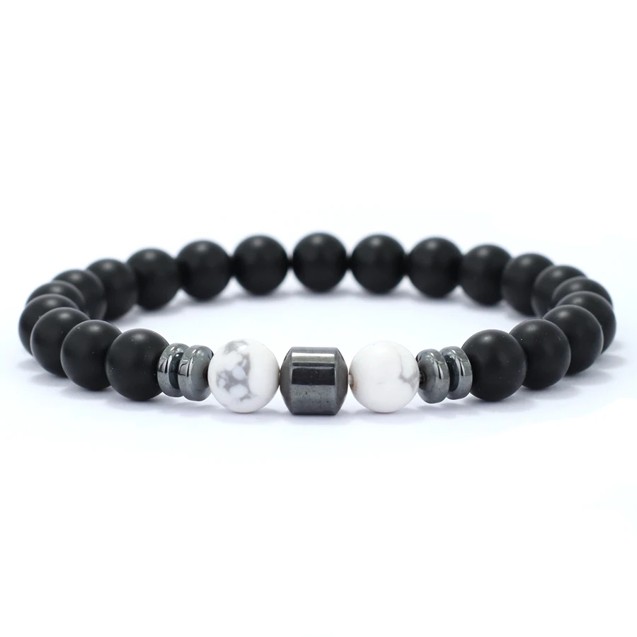 تصميم جديد الرجال سوار مجوهرات 8 مللي متر الأسود الجزع النمر عيون الحمم الفيروز حجر شفاء سوار Hombre دروبشيبينغ الموردين #6