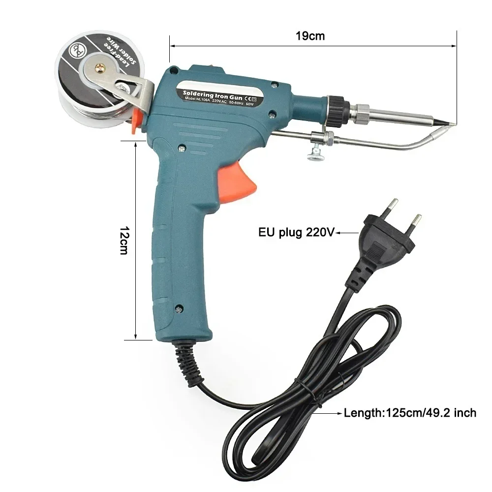 60W Electric Soldering Iron Kit Temperature Adjustable Fast Heat Up Dual Voltage 110V 220V Automatic Wire Feed Soldering Station for PCB Repair Electronics Maintenance Tool with Stand and Desoldering Pump - view 8