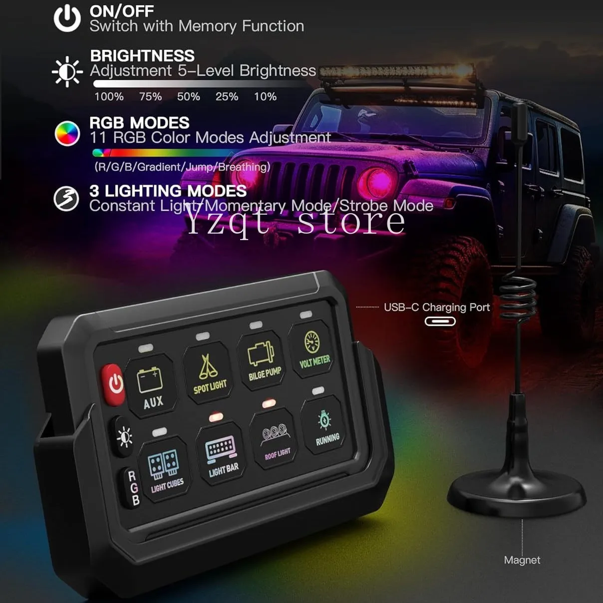 8-Key wireless, group switch panel, eight-way touch switch panel for RV yacht conversion RGB