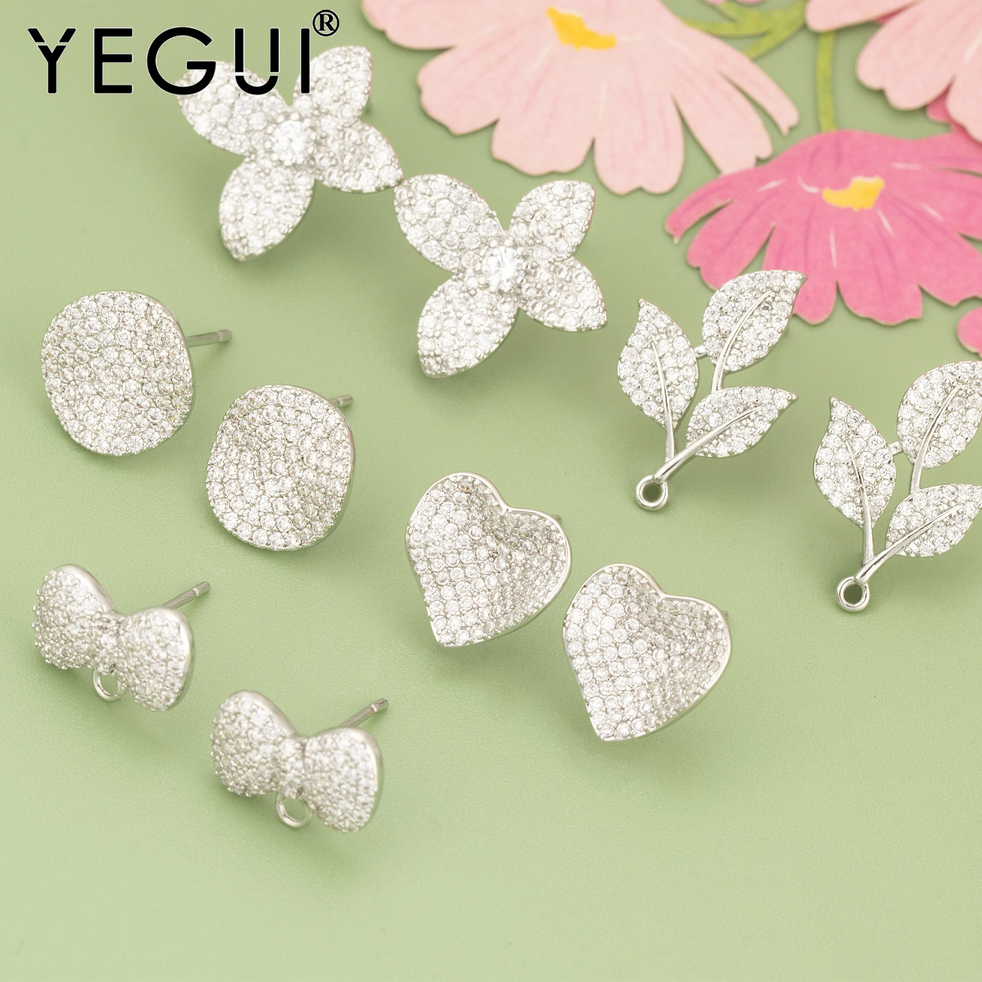 

YEGUI,4pcs/lot,MH65,jewelry accessories,18k gold rhodium plated,copper,zircons,hand made,charms,diy earrings,jewelry making