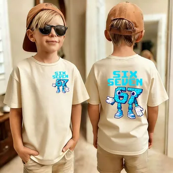 Cute Funny Six Seven Italian Brainrot 67 Number Graphic Print T-Shirt Boy/Girl Summer Short Sleeved Kids Tshirt Top Fan Gifts 2