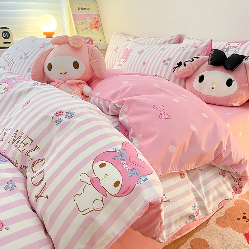 サンリオキルトカバー漫画印刷寝具クロミメロディシナモロールかわいい新入生ホステル綿シングルピースキルトカバー