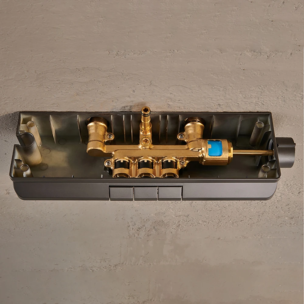 مجموعة رأس دش مزدوجة التحكم الساخن والبارد، دش زر البيانو المضغوط بدرجة حرارة ثابتة للحمام