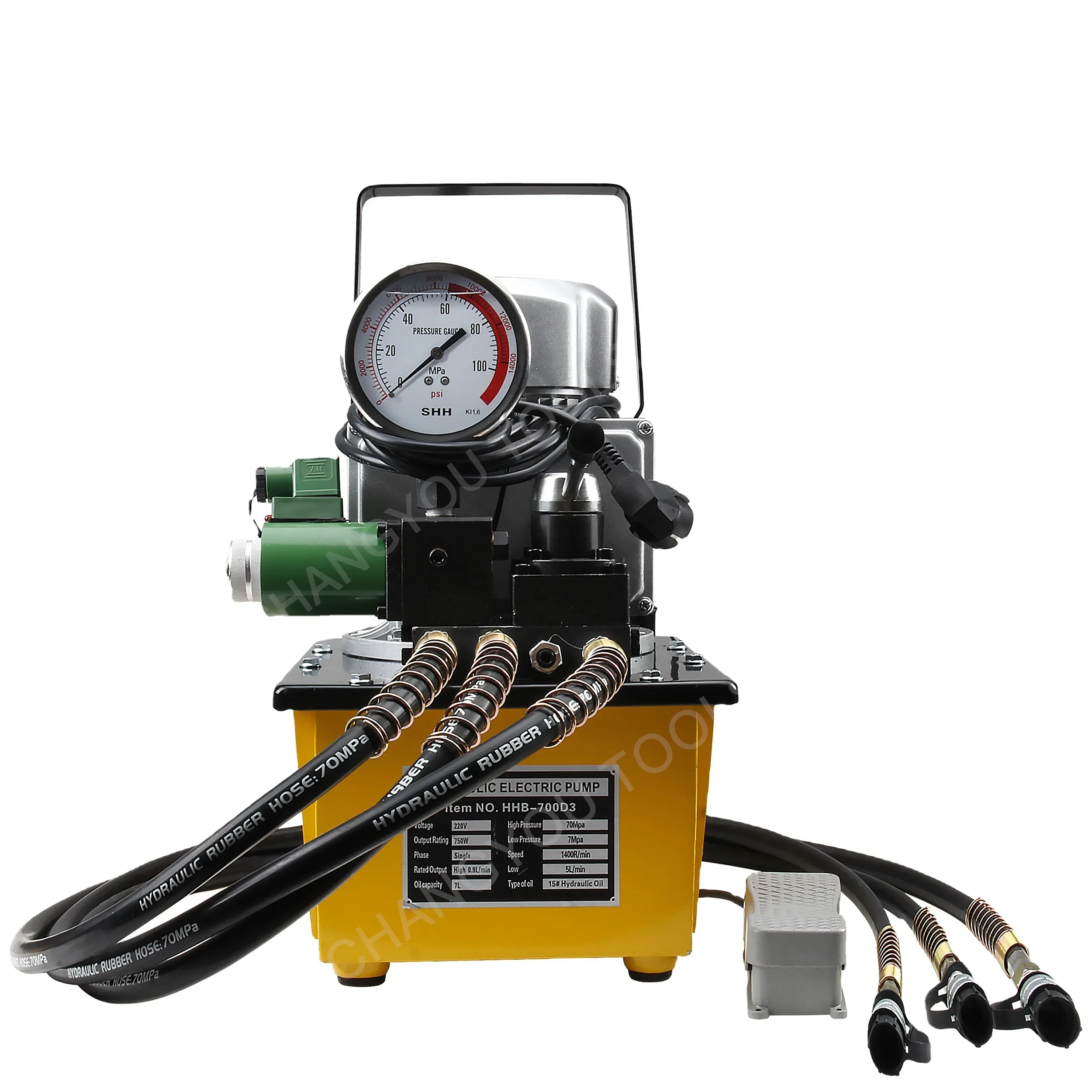 HHB-700D3 700 Bar High Pressure oil Pump Power Pack hydraulic electric pump three way acting