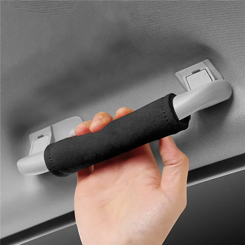 Car Roof Armrest Soft Suede Cover Auto Interior Pull Handle Gloves Protection Tools Ceiling Handle Protective Covers Accessory