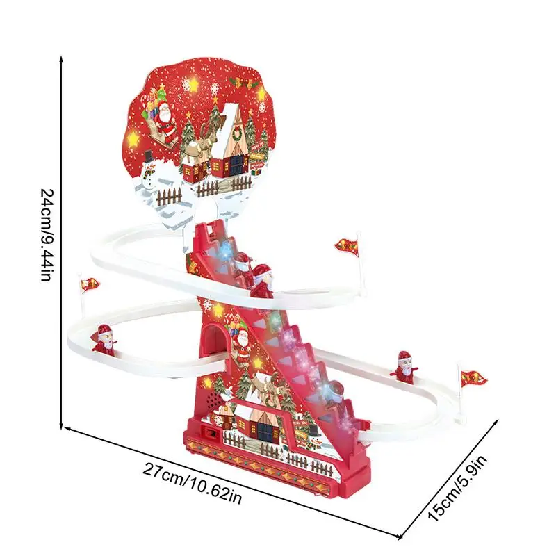 Pista de Montaña Rusa navideña con luces LED y música, juguete de deslizamiento, juego de juegos, pista eléctrica, Papá Noel