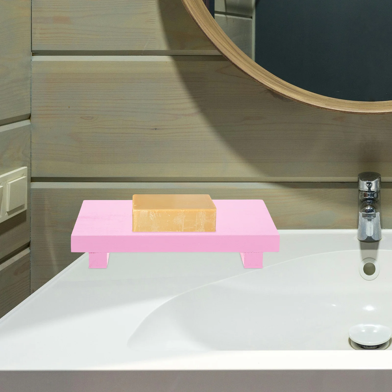 

Wooden Soap Tray Bathroom Vanity Holder Natural Storage Board Soap Dish Rack Display Board Multipurpose Easy Clean