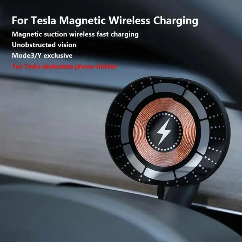 Per Tesla Model 3/Y supporto per caricabatterie Wireless magnetico per auto telefono adsorbibile