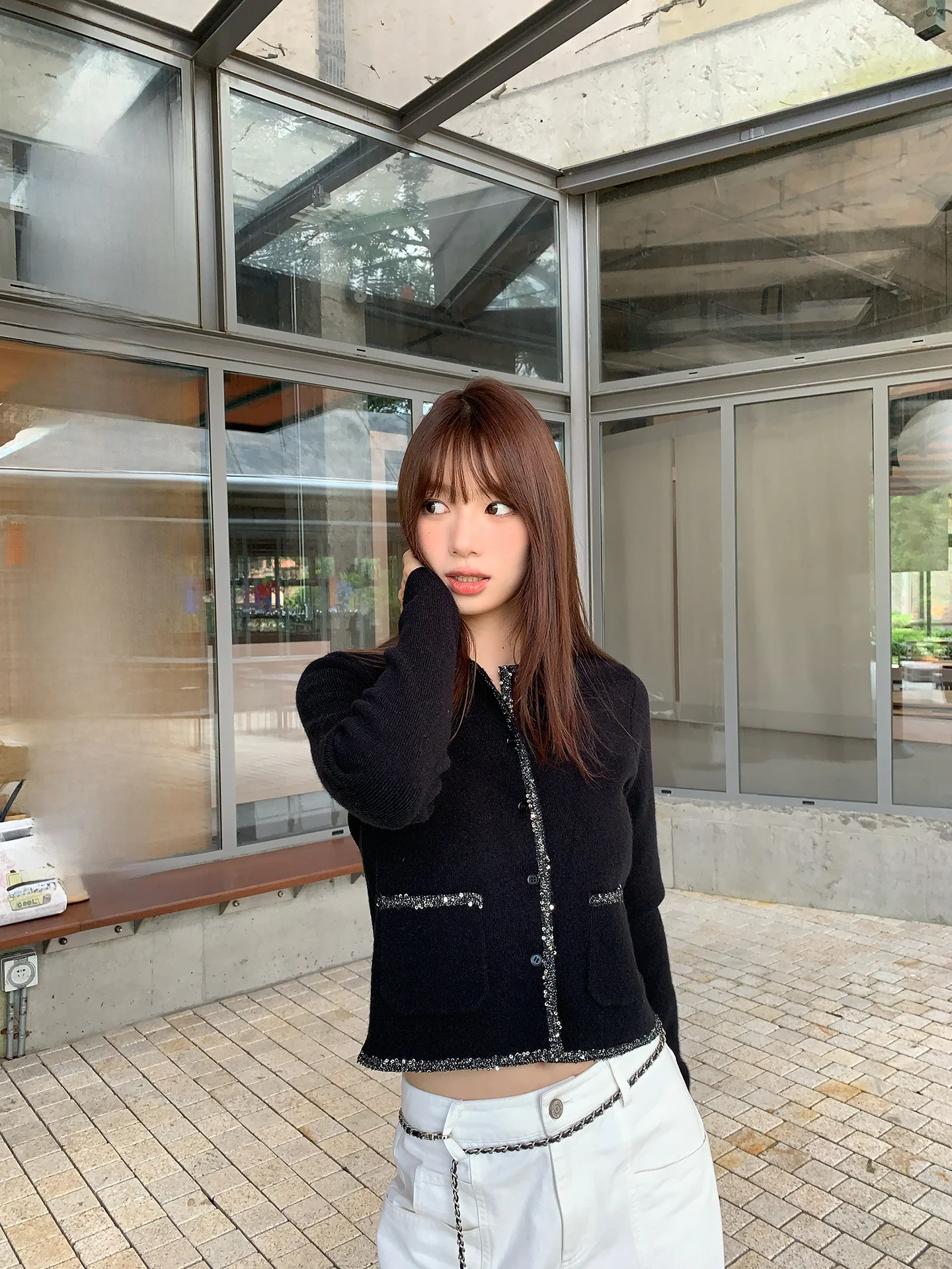 

YOKLASS Women's Long Sve Sweater Chic Embellied Design Korean Sle Lazy Feel Outerwear Autumn New Arrival Warmth Function