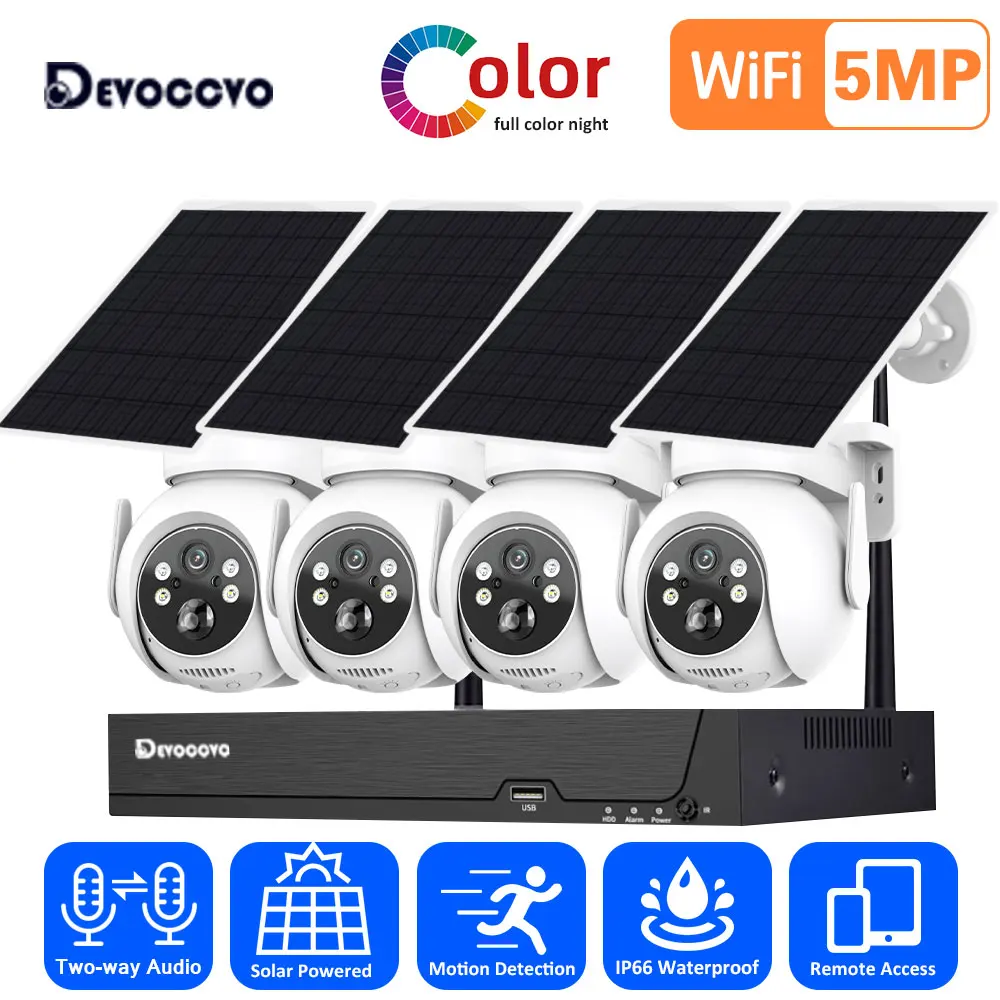 

8CH 5MP NVR Wireless Solar CCTV Exterior Camera Surveillance Video System 4MP WIFI PTZ IP Camera Set Security Camera Kit XMEYE