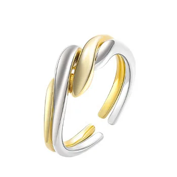 Dawn's Jewel S925 Silver Ring Female irregular water ripple opening Combination Opening Ring ins simple style jewelry anillos