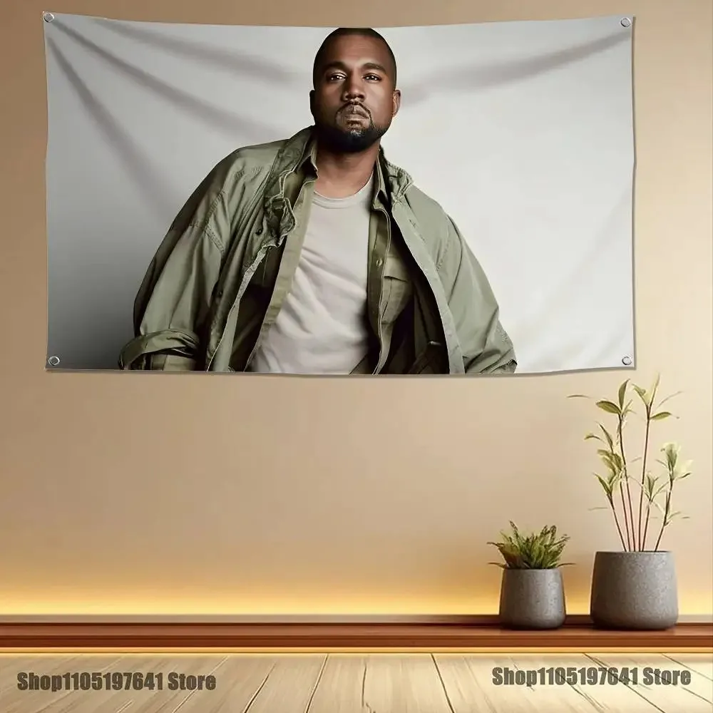 K-Kanye-e West Ye Rapper High-Quality Flag Tapestry Banner Bedroom Living Room Bar Party Wall Decor Outdoor Use
