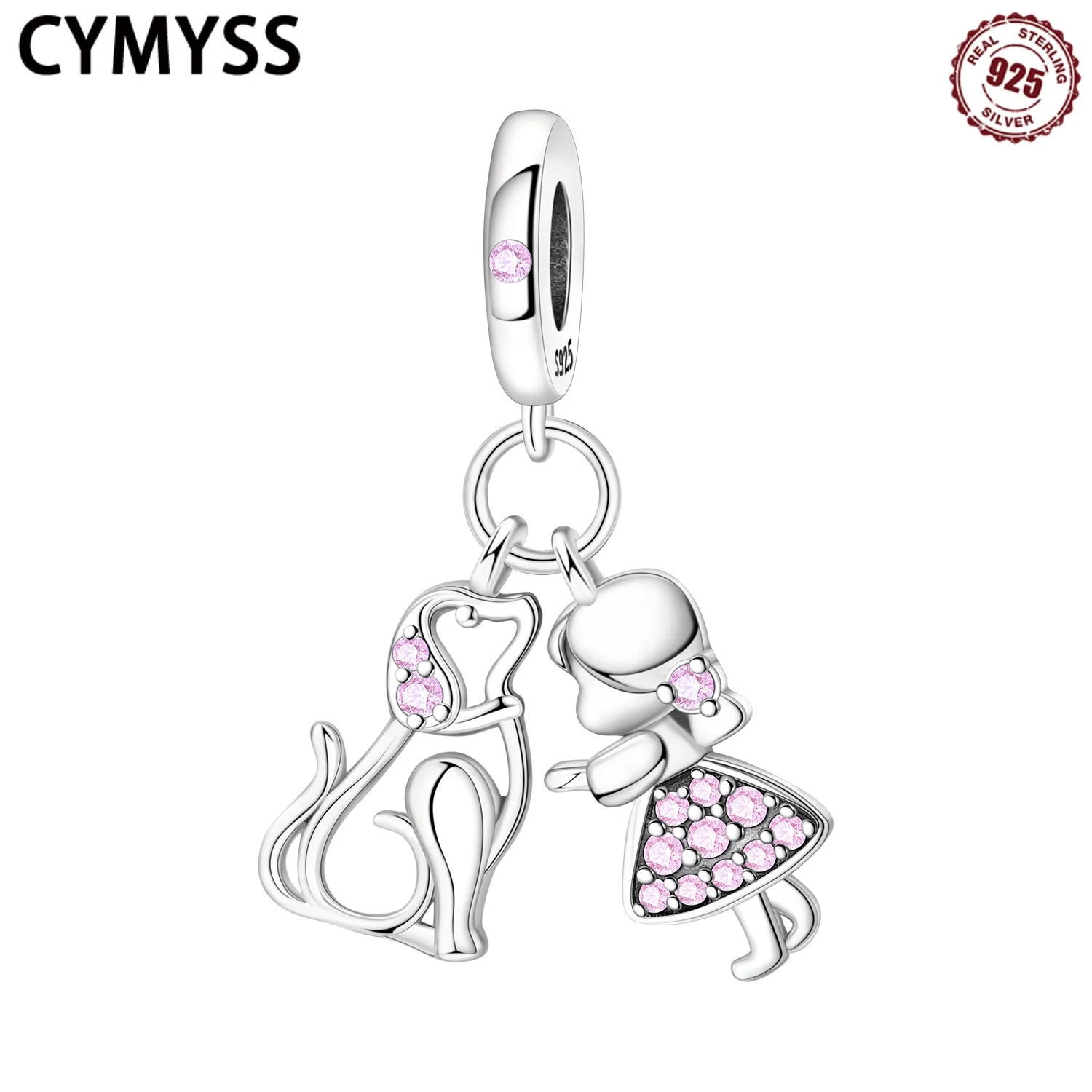 

CYMYSS 2025 New 925 Sterling Silver Girl And Dog Ladies Pendant Boutique Wedding Birthday Party Jewelry Gift Pendant
