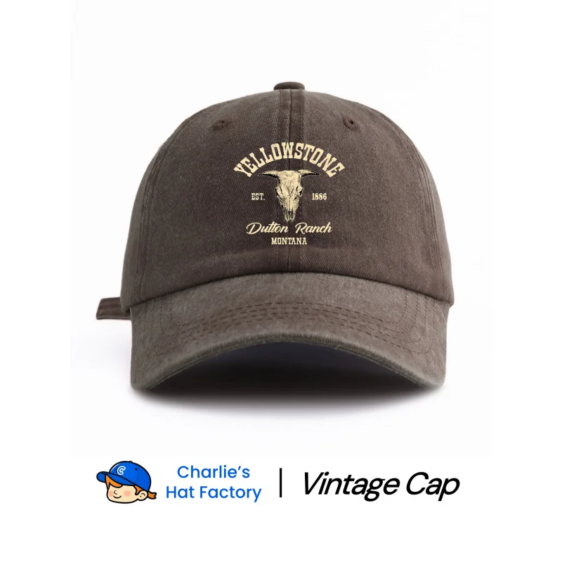 1 pc YELLOW STONE Print Washed Baseball Cap, Classic Casual Stylish Vintage Soft Sweatband Adjustable Size Lightweight Sun UV Pr