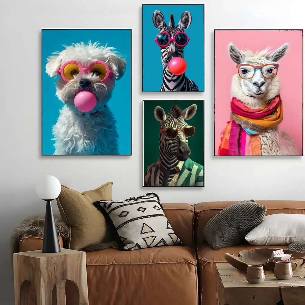 Playful Art V-Vibrant Animal Bubble Fashion Tiger Poster Unique Interior Decorative Design & Cozy Home Decoration