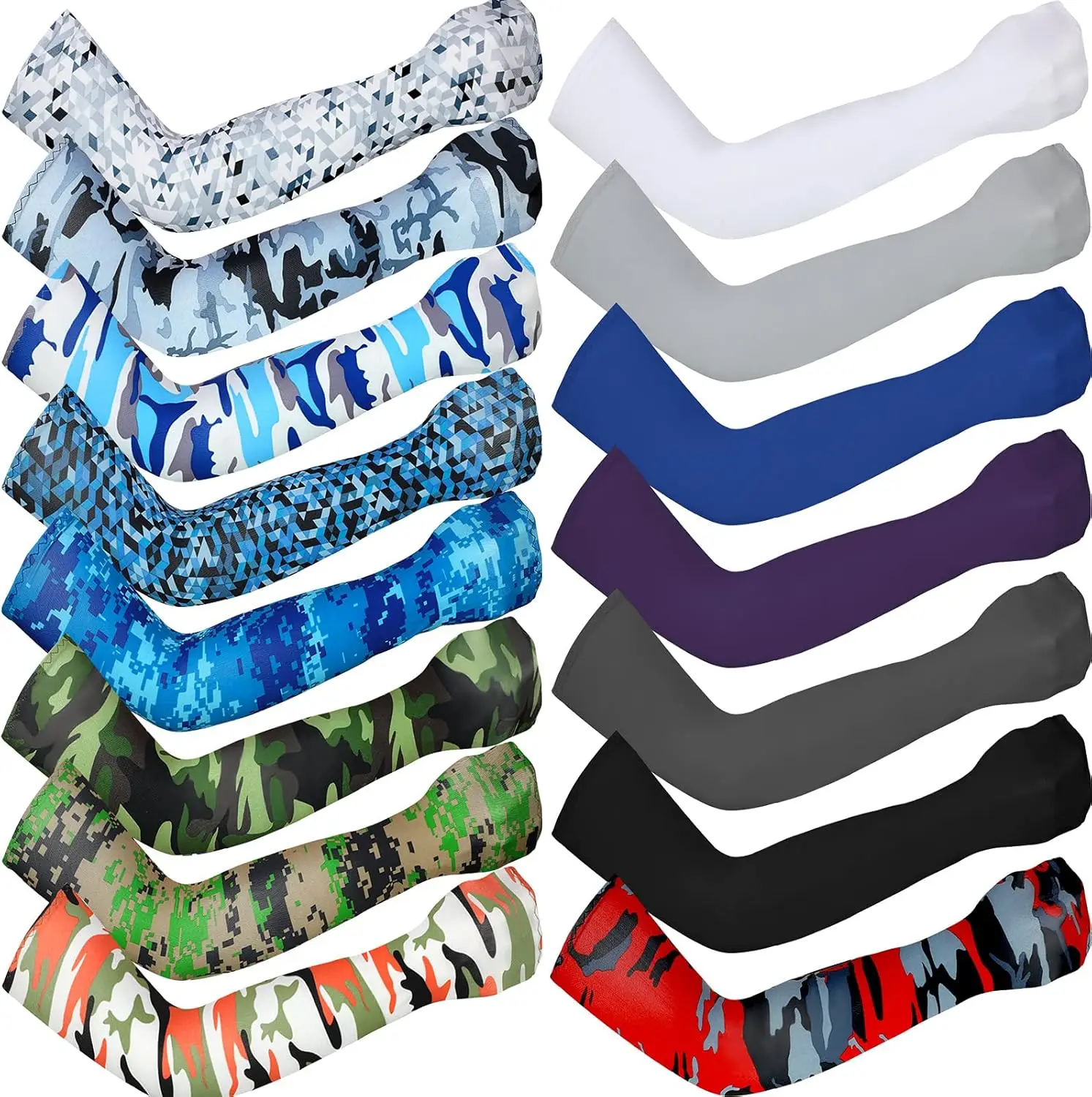 

15 Pairs UV Protection Arm Sleeves - Anti-Slip Ice Silk Cooling for Sun Safety in Running, Cycling, Outdoor